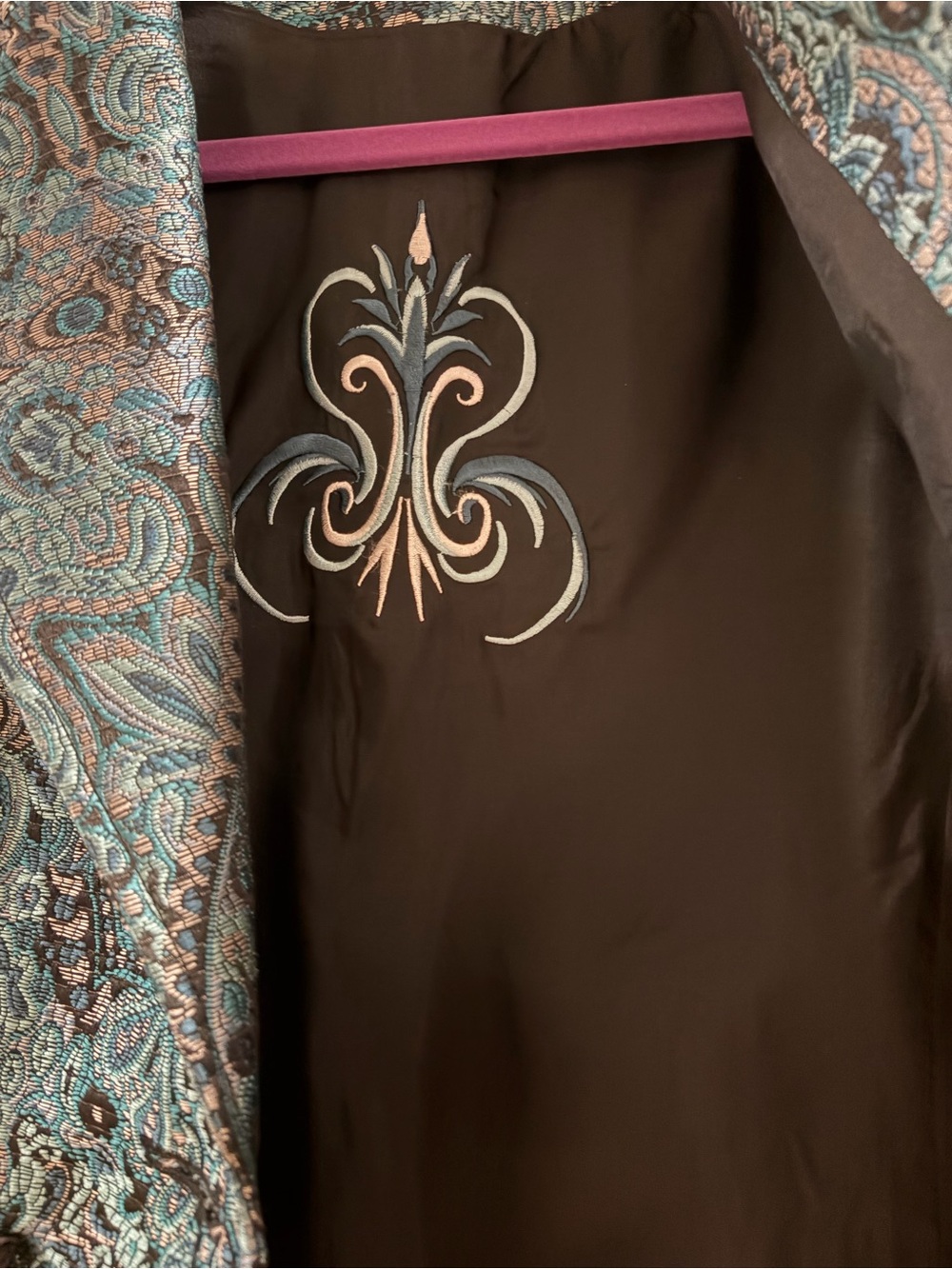 Teal Paisley Quilted Blazer Jacket - Women - Picture 3 of 6